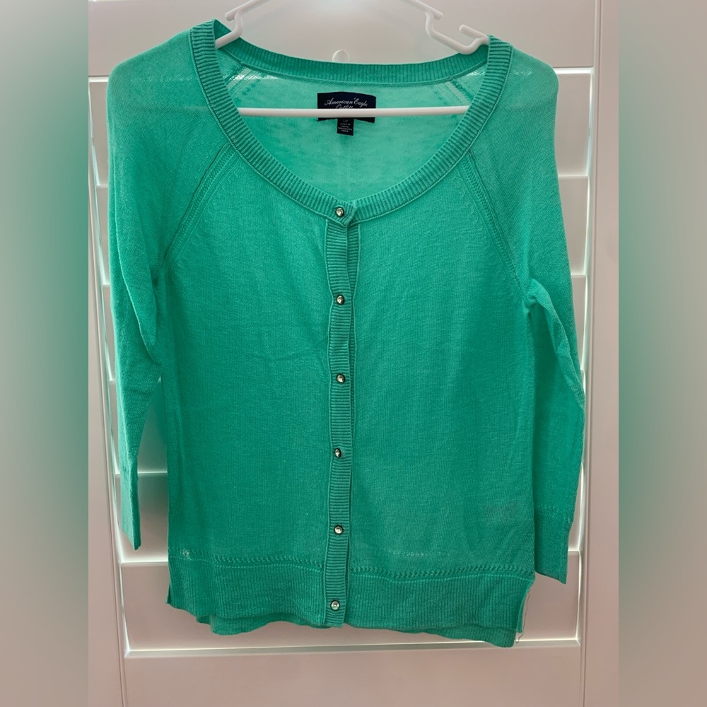 Teal American Eagle Cardigan
